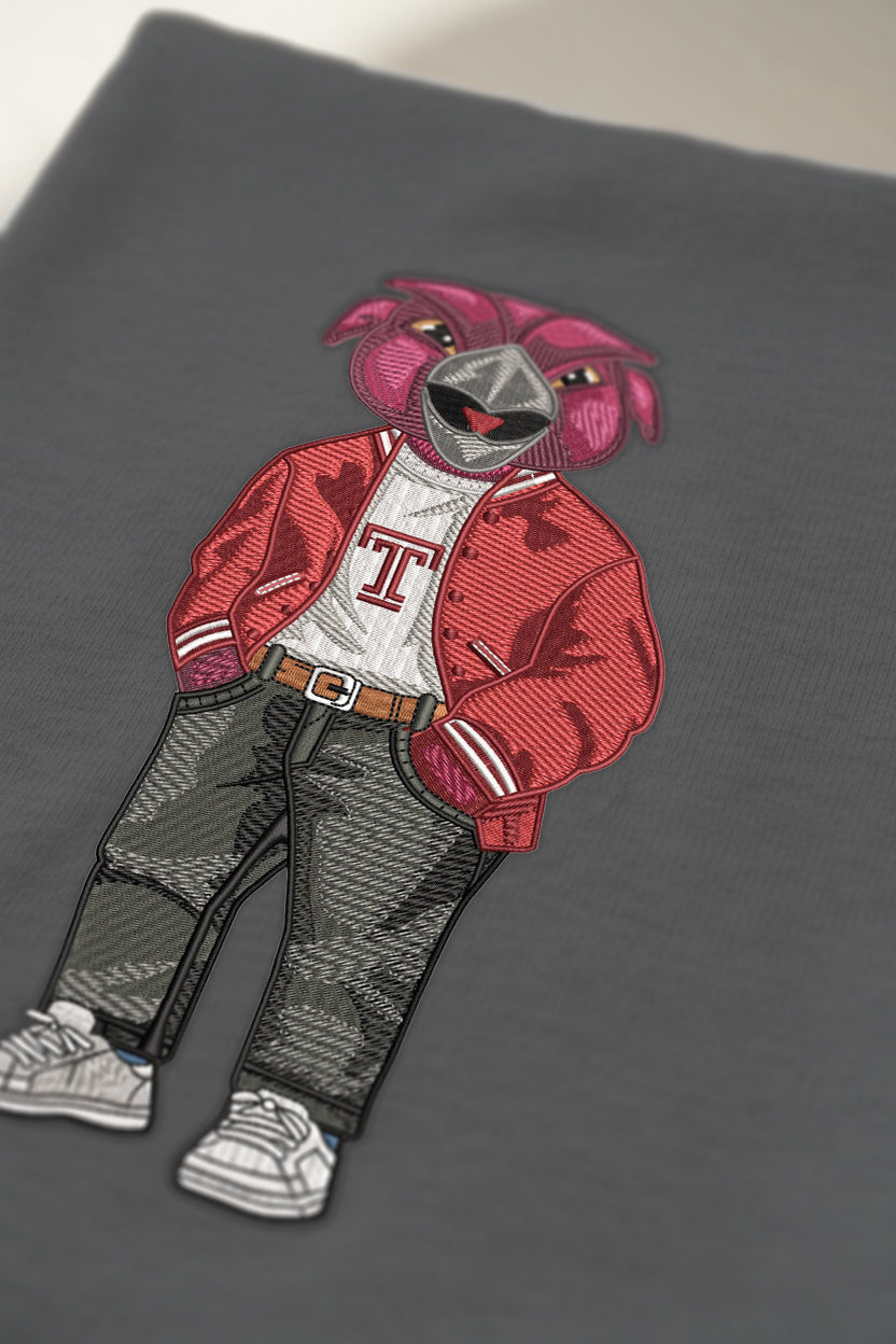 Temple Varsity Charcoal Pants Embroidered Tee