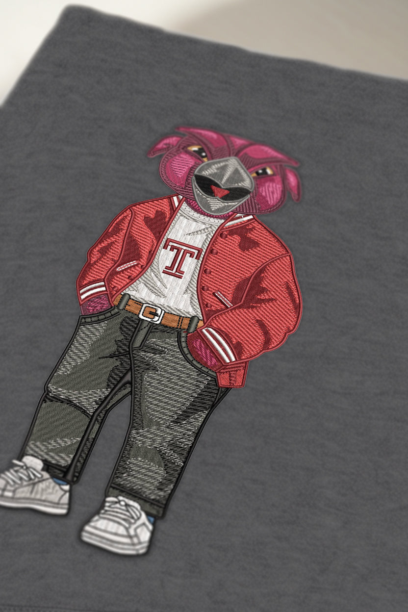 Temple Varsity Charcoal Pants Embroidered Hoodie
