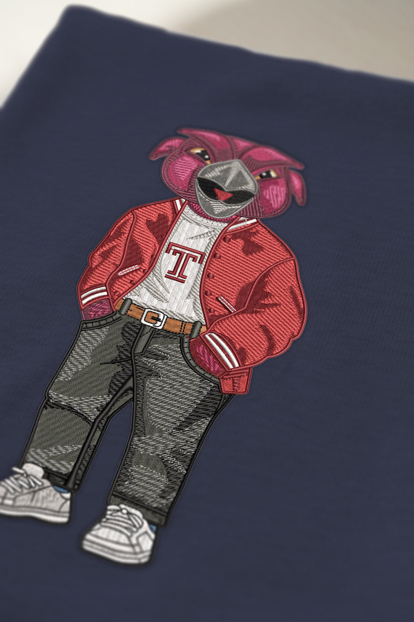 Temple Varsity Charcoal Pants Embroidered Crewneck