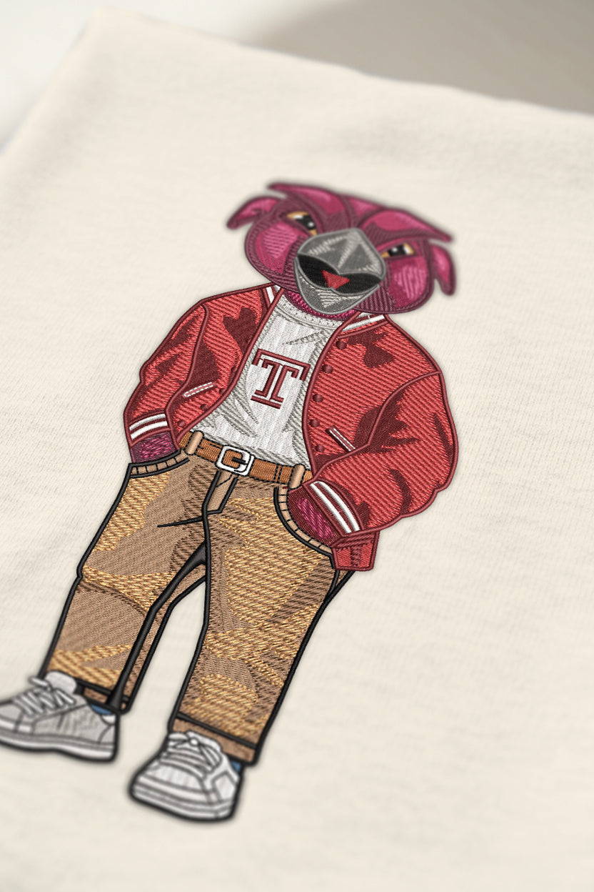 Temple Varsity Khaki Pants Embroidered Tee