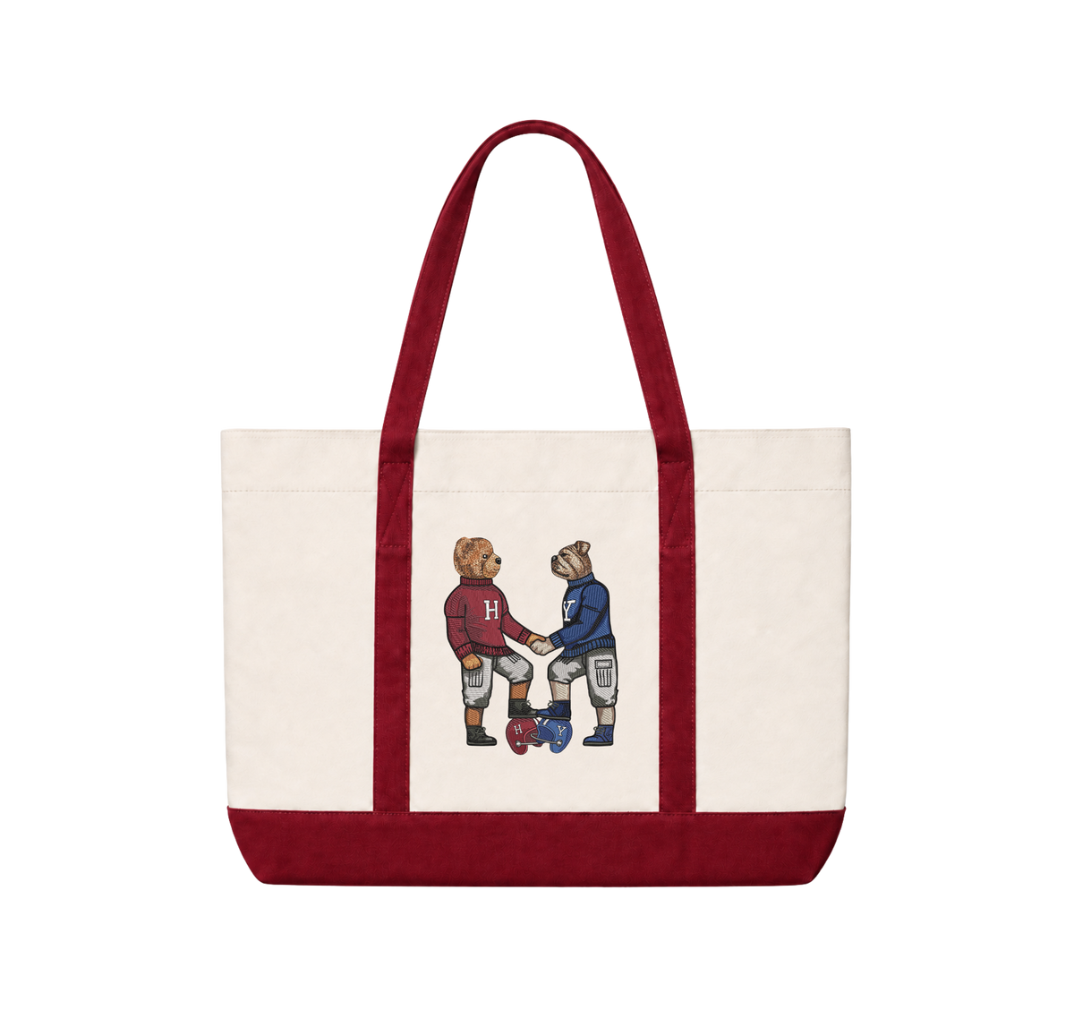 The Game Shaking Hands Embroidered Tote Bag