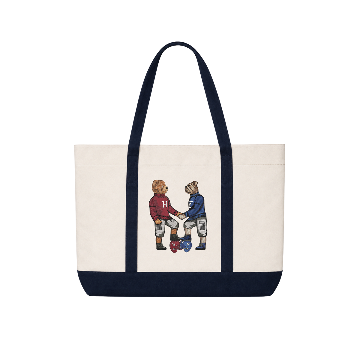 The Game Shaking Hands Embroidered Tote Bag