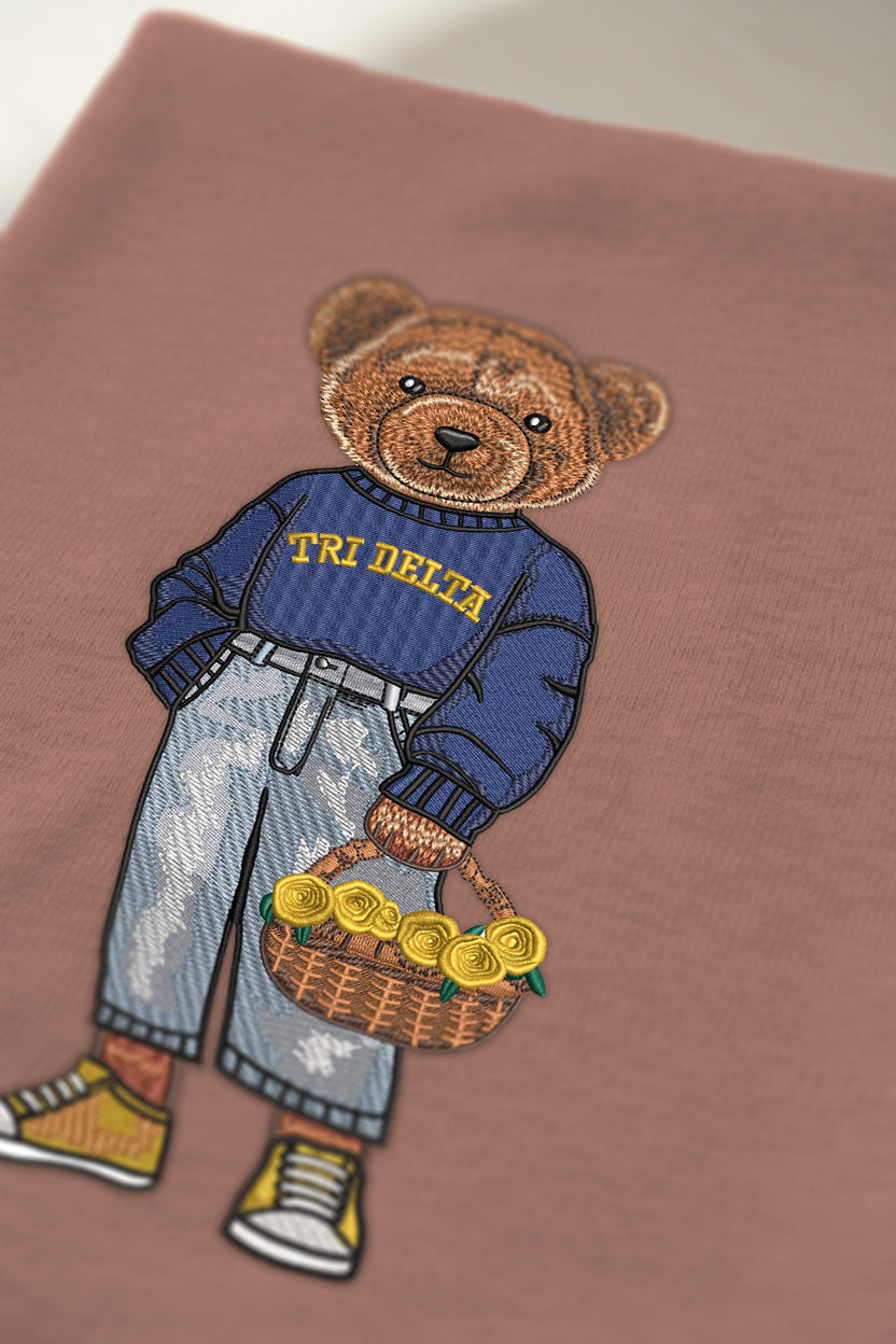 Tri Delta Flowers Embroidered Crewneck