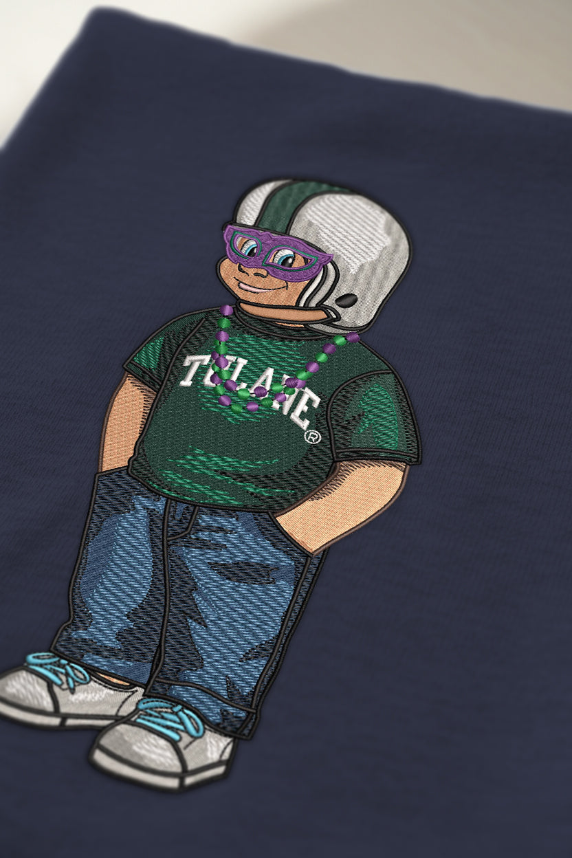 Tulane Mardi Gras Mask Embroidered Hoodie