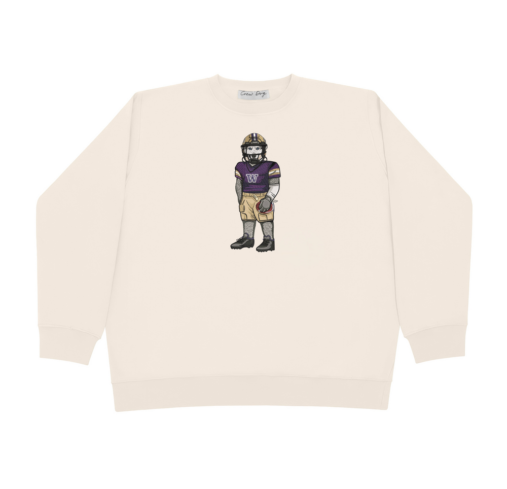 University of Washington Football Embroidered Crewneck
