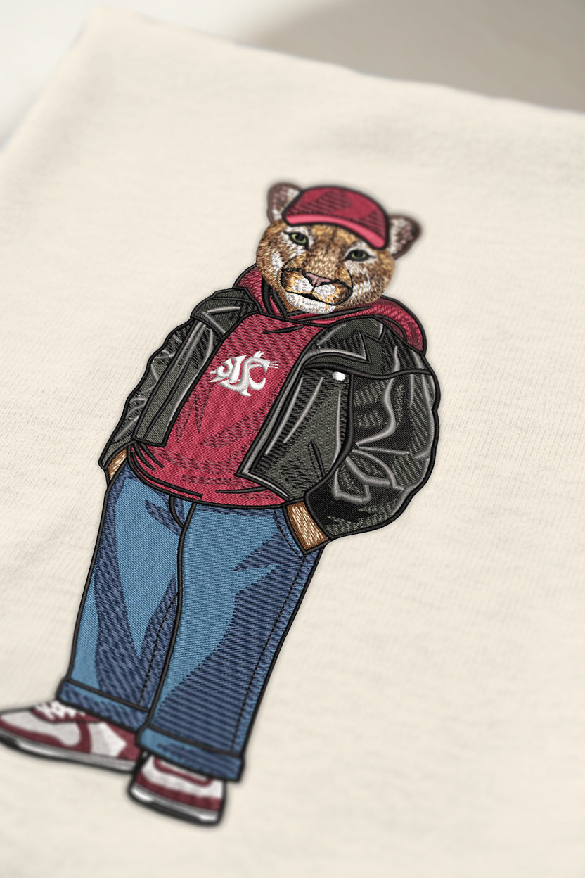 WSU Leather Jacket Embroidered Hoodie