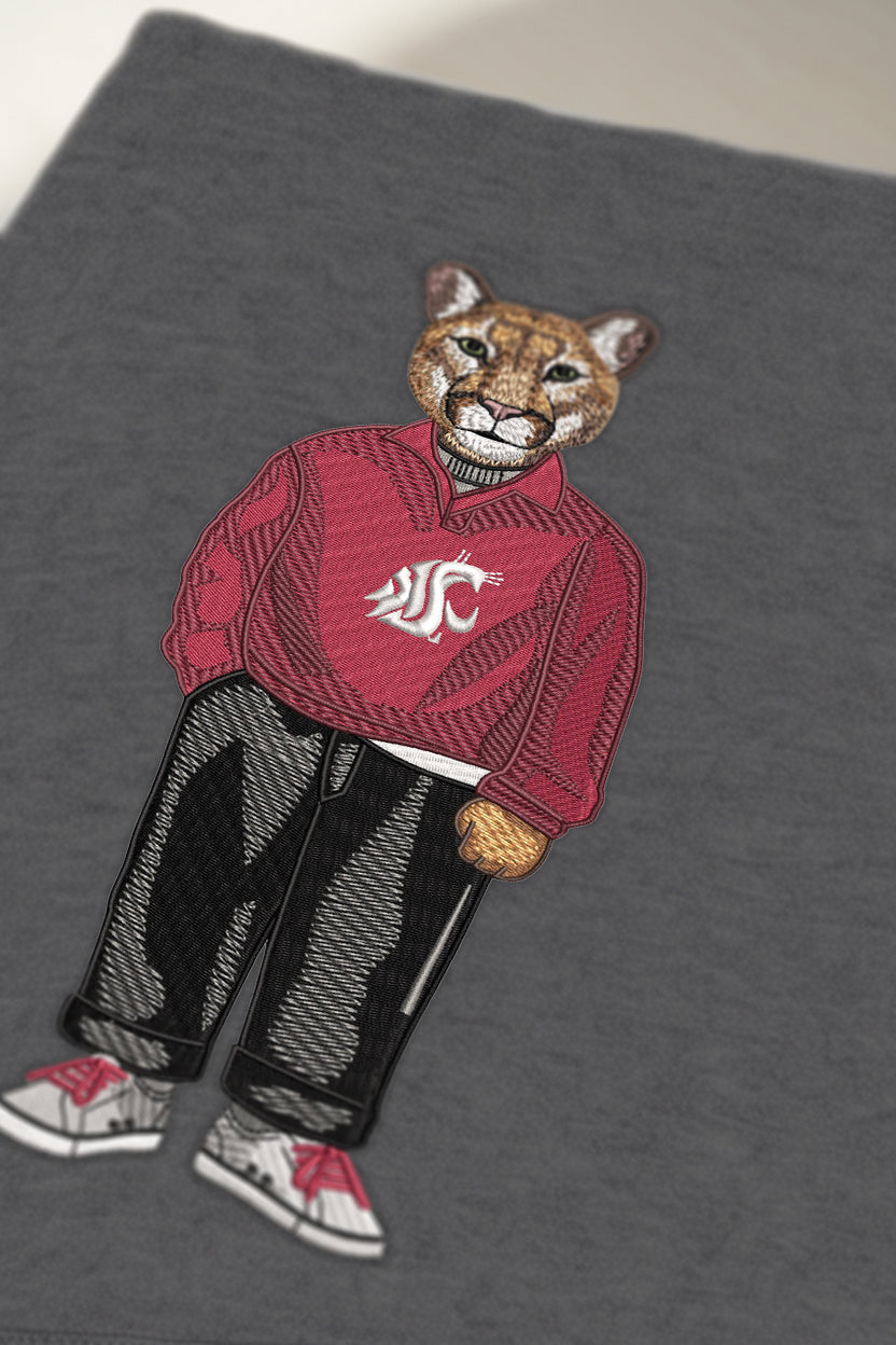 WSU Quarter-zip Embroidered Crewneck