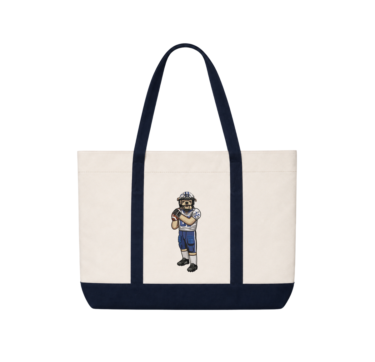 Yale Football Helmet On Embroidered Tote Bag